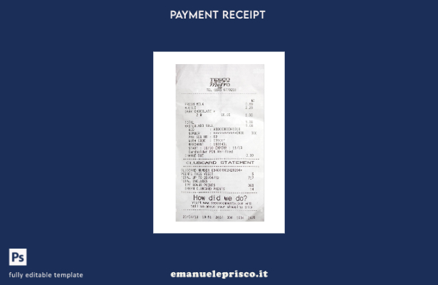 modello di ricevuta di pagamento Tesco in stile verificato